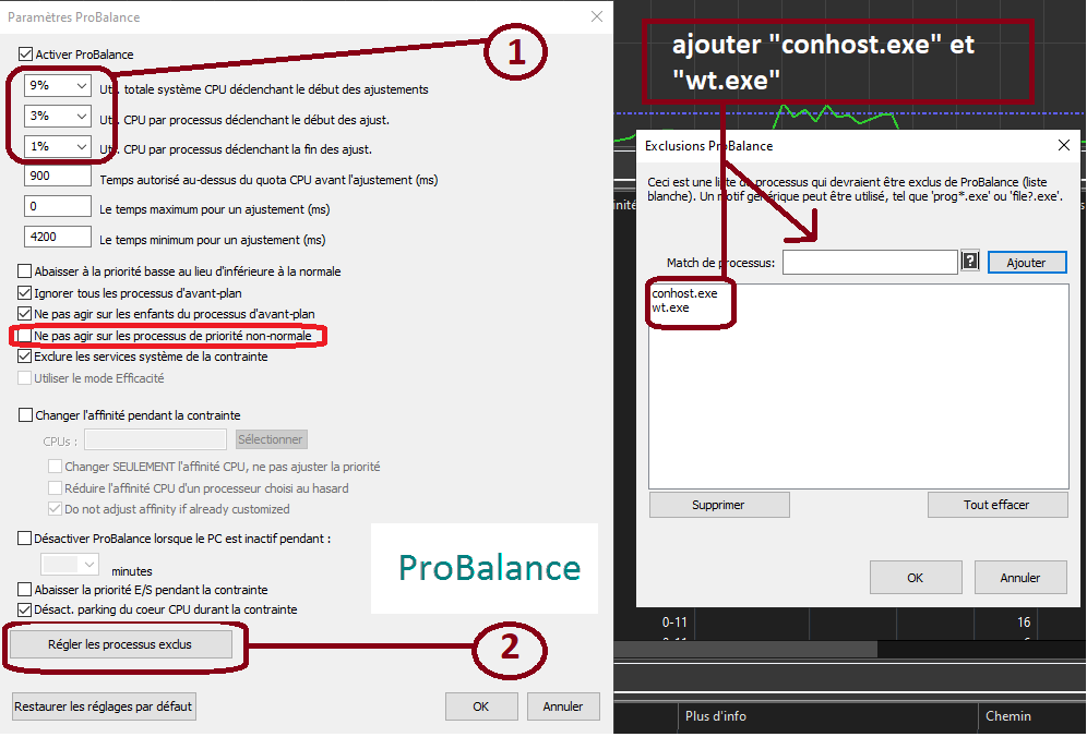 Options avancées ProBalance
