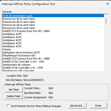 Capture d'écran du logiciel intPolicy_x64.exe