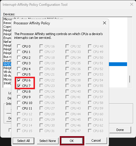 Capture d'écran de l'application après configuration