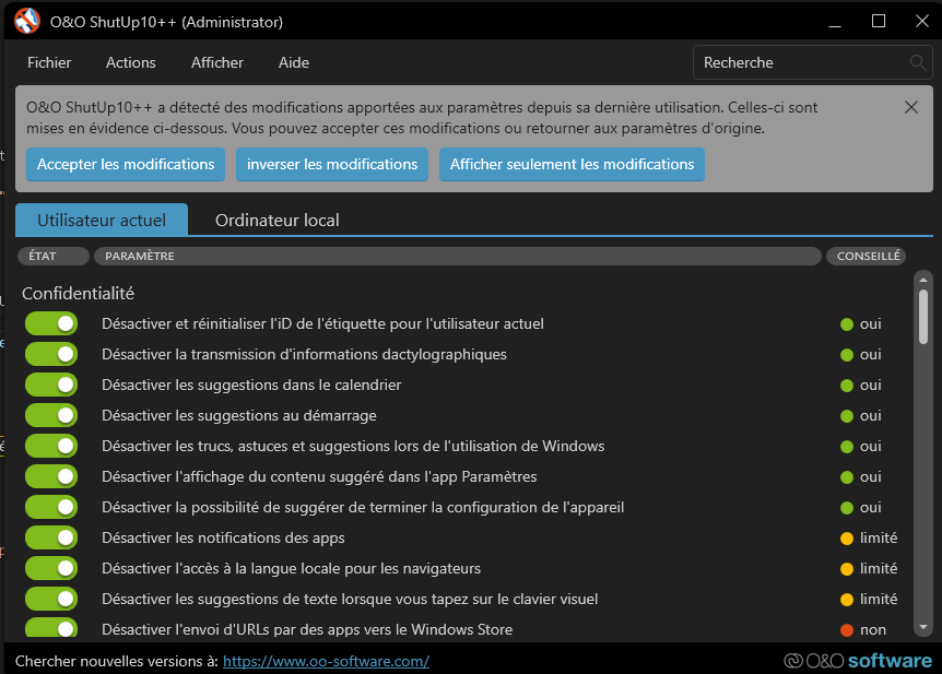 Lancement de ShutUp10++