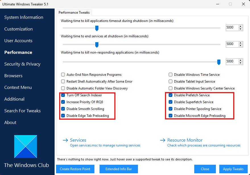 Optimisation des performances dans UWT