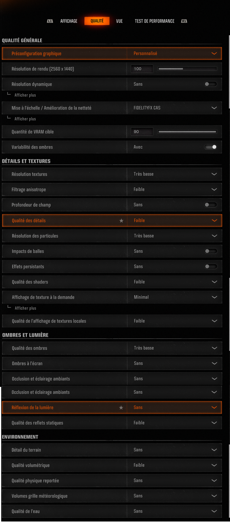Paramètres graphiques Call of Duty: Black Ops 6