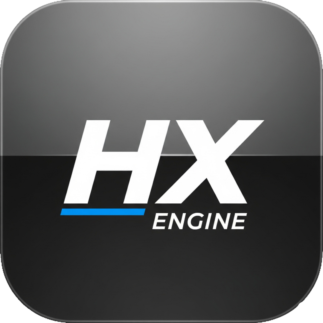 Interface et logo du logiciel HX Engine
