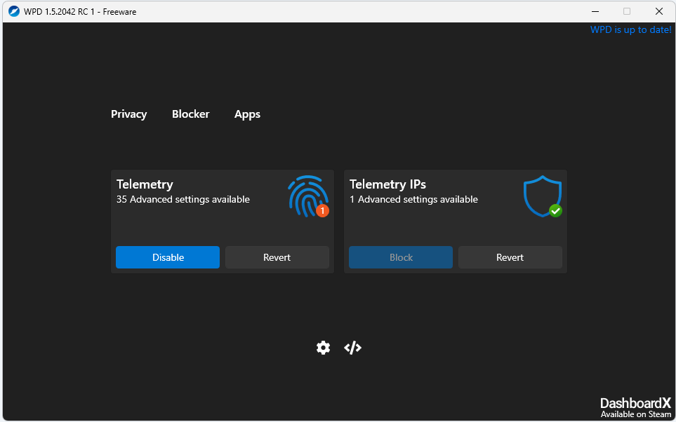 Interface de WPD.exe